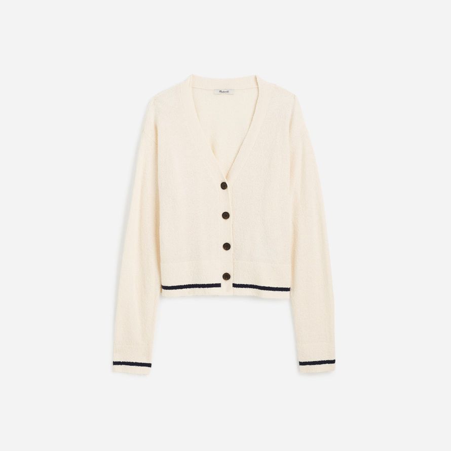 madewell boucl�-stricken damen strickjacke creme