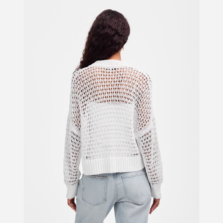 weiß damen madewell open-stitch v-neck cardigan