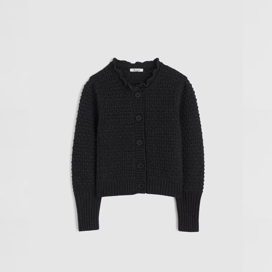 dark grey madewell Überbacken merino wool-blend womens strickjacke
