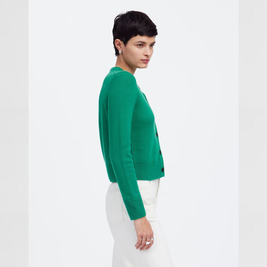 grün madewell cashmere button-front womens strickjacke