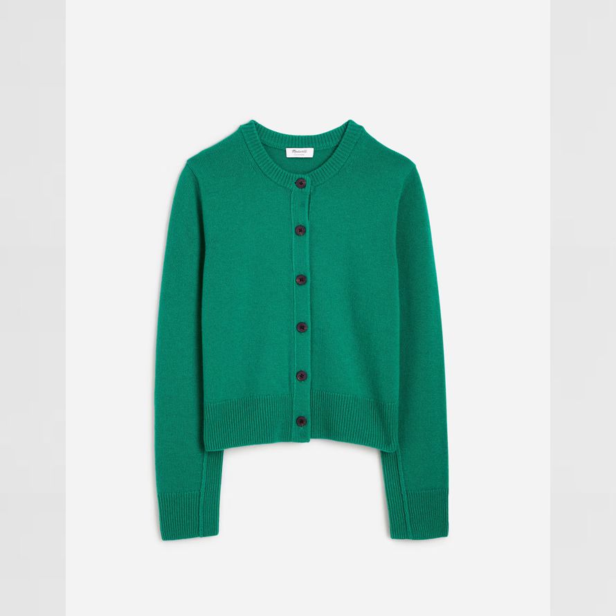 grün madewell cashmere button-front womens strickjacke