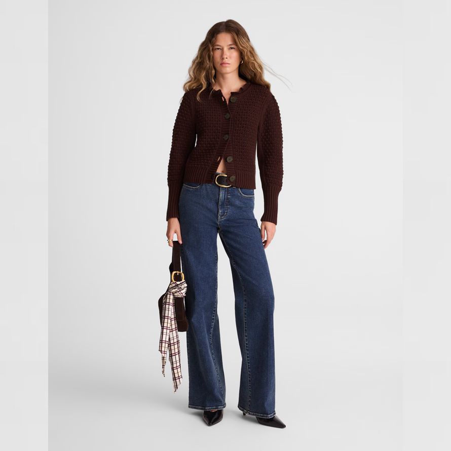 dunkelbraun madewell Überbacken merino wool-blend womens strickjacke