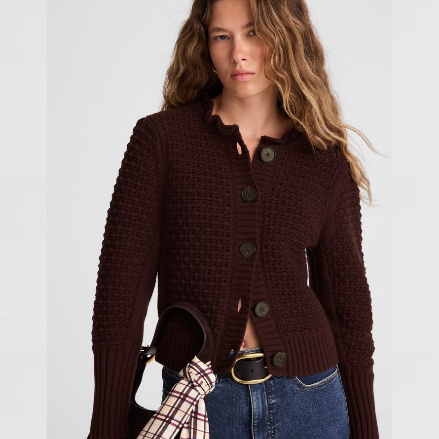 dunkelbraun madewell Überbacken merino wool-blend womens strickjacke