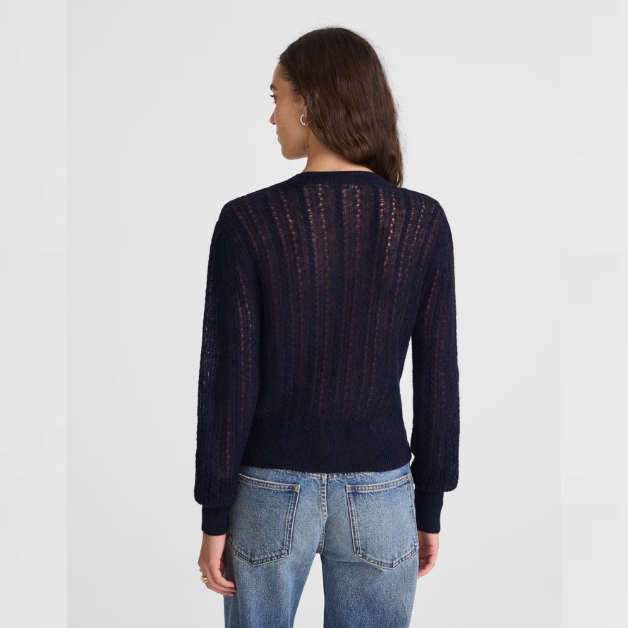 damen madewell pointelle-stich-alpaka-mischung strickjacke-navy