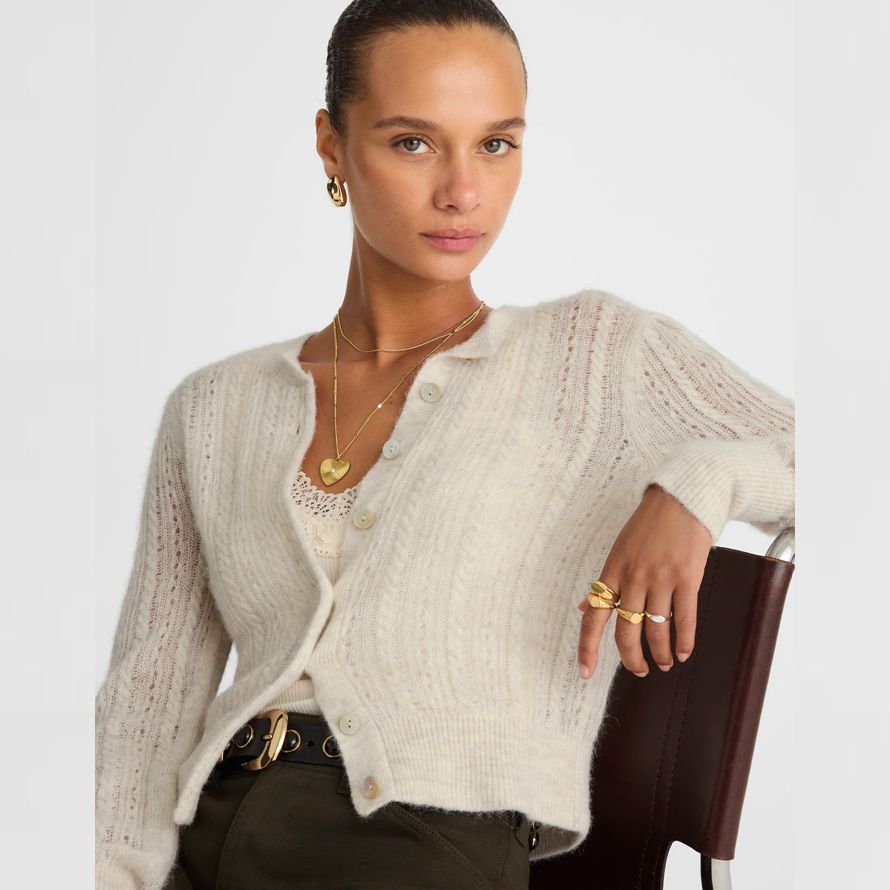 madewell pointelle-stich-alpaka-mischung womens cardigan leichte creme