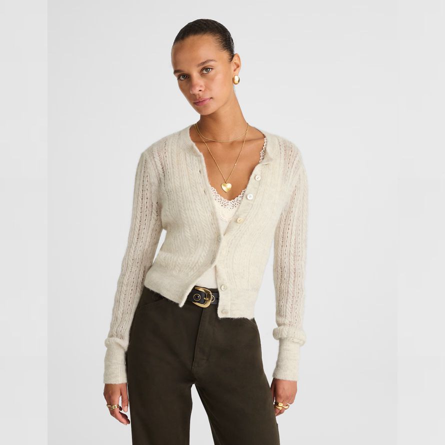 madewell pointelle-stich-alpaka-mischung womens cardigan leichte creme