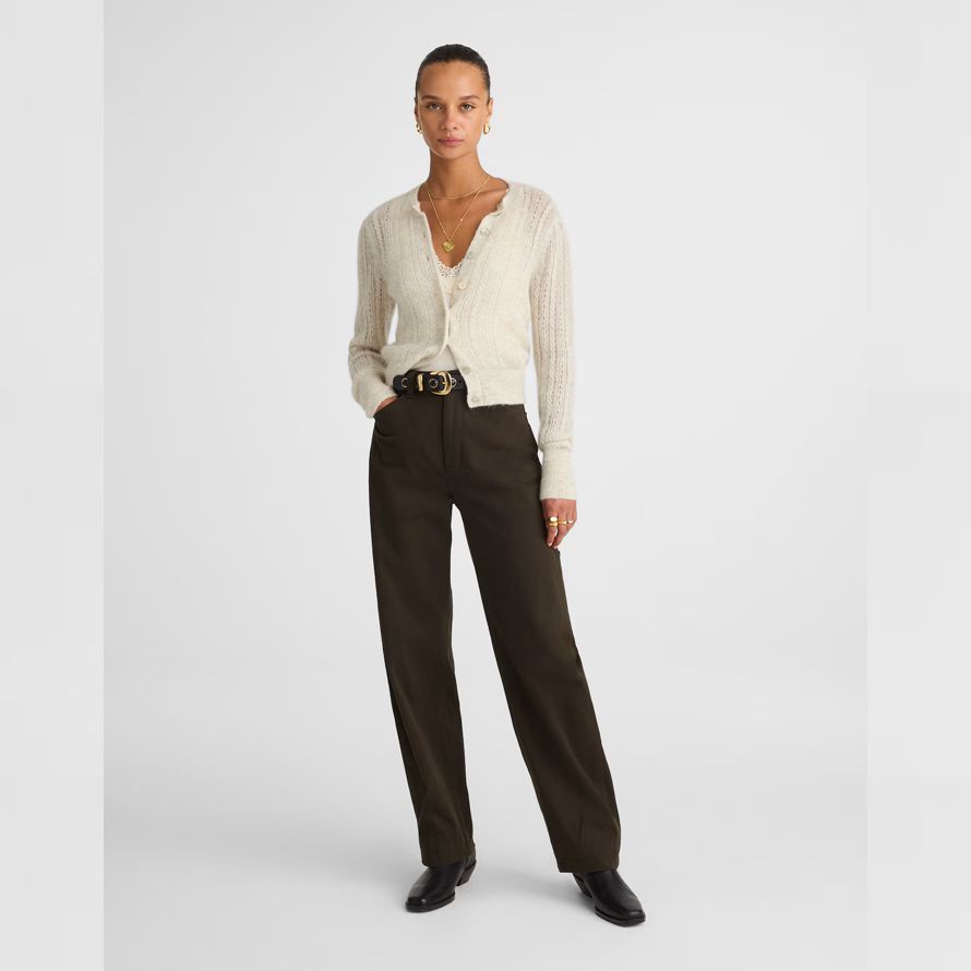 madewell pointelle-stich-alpaka-mischung womens cardigan leichte creme