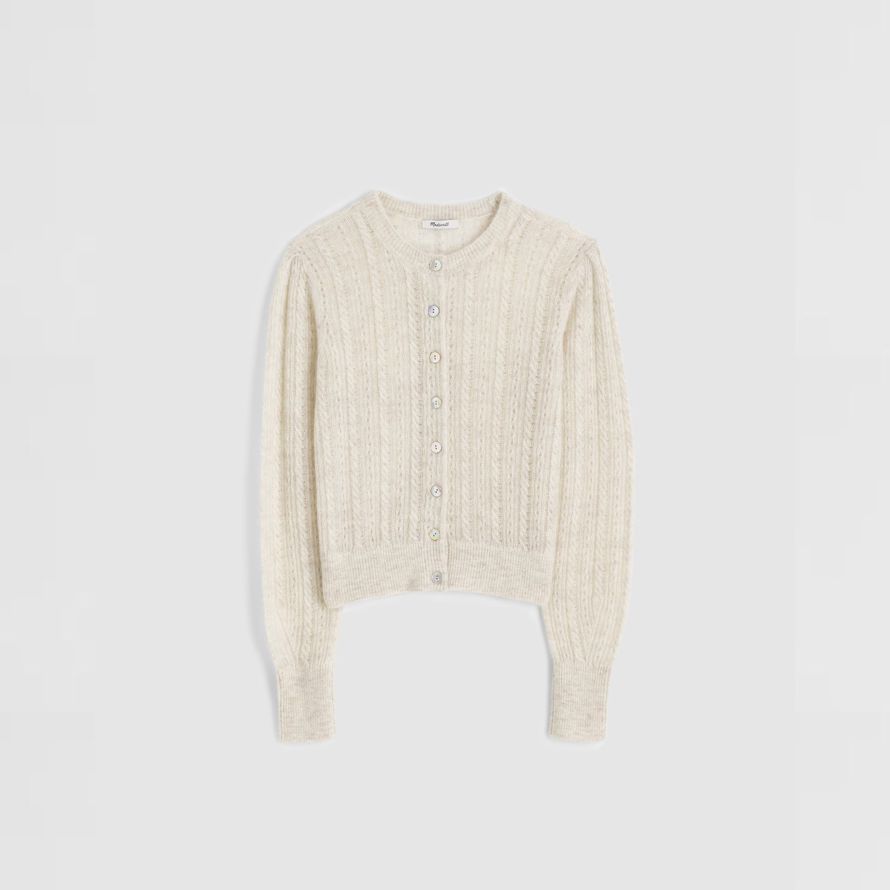 madewell pointelle-stich-alpaka-mischung womens cardigan leichte creme
