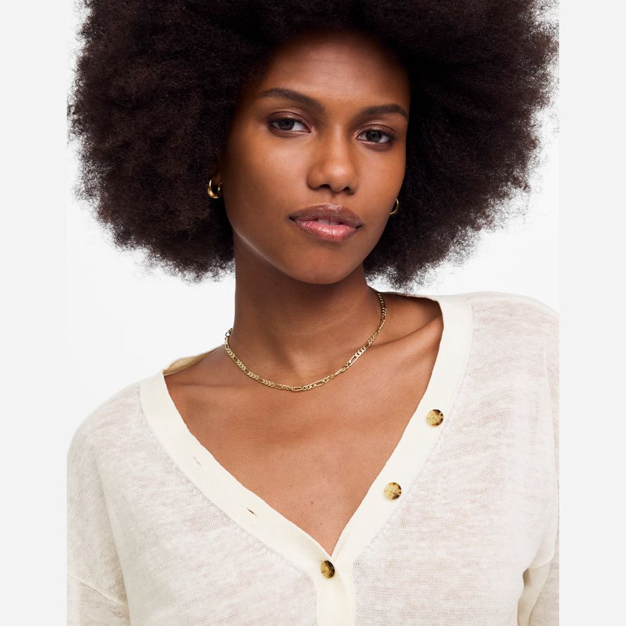 madewell linen-blend v-neck womens cardigan creme