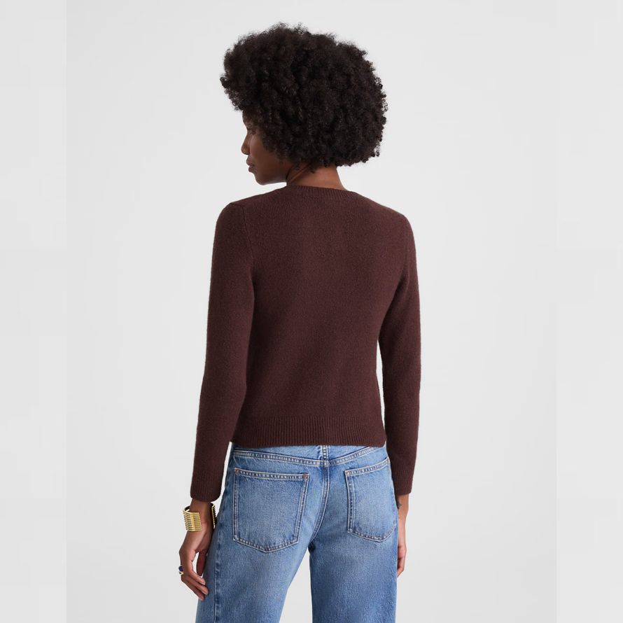 dunkelbraun damen madewell patch-tasche baumwolle-blend-cardigan