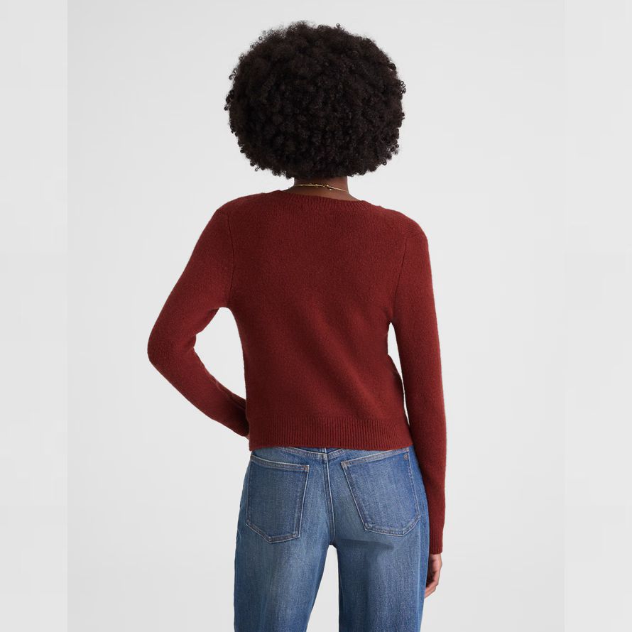 damen madewell patch-tasche baumwolle-blend-cardigan rot braun