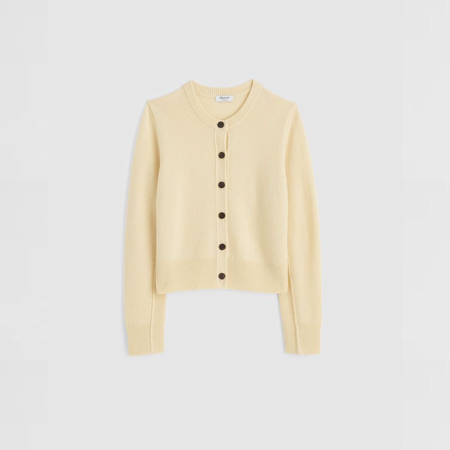 madewell cashmere button-front womens cardigan creme