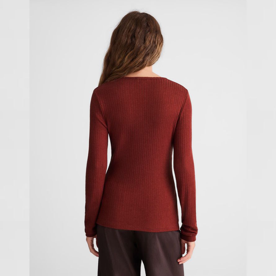 rot braun damen madewell textur-ausschnitt crewneck cardigan