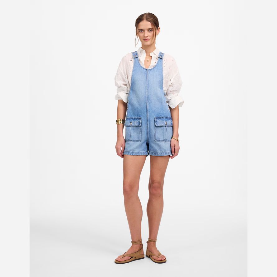 madewell denim scoopneck kurze damen overalls blau