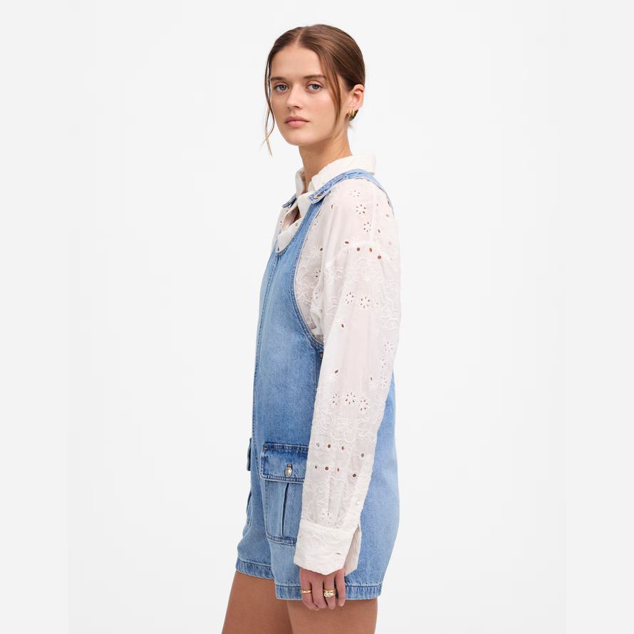 madewell denim scoopneck kurze damen overalls blau