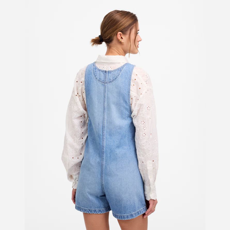 madewell denim scoopneck kurze damen overalls blau
