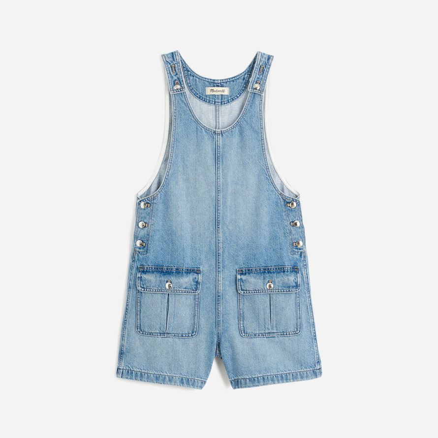 madewell denim scoopneck kurze damen overalls blau
