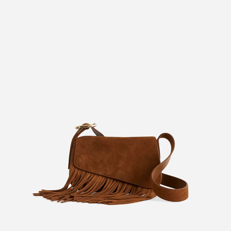 brown madewell die skulpturale schnalle womens crossbody bag