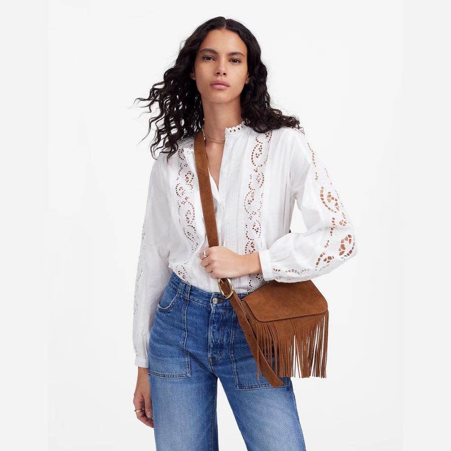 brown madewell die skulpturale schnalle womens crossbody bag