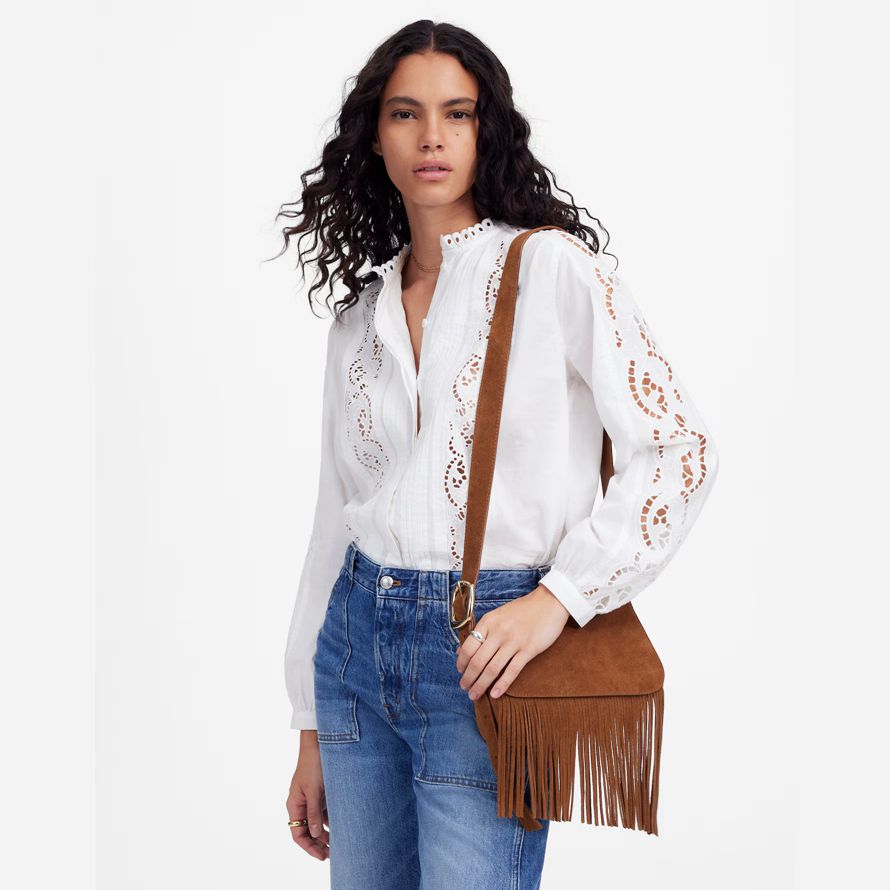 brown madewell die skulpturale schnalle womens crossbody bag