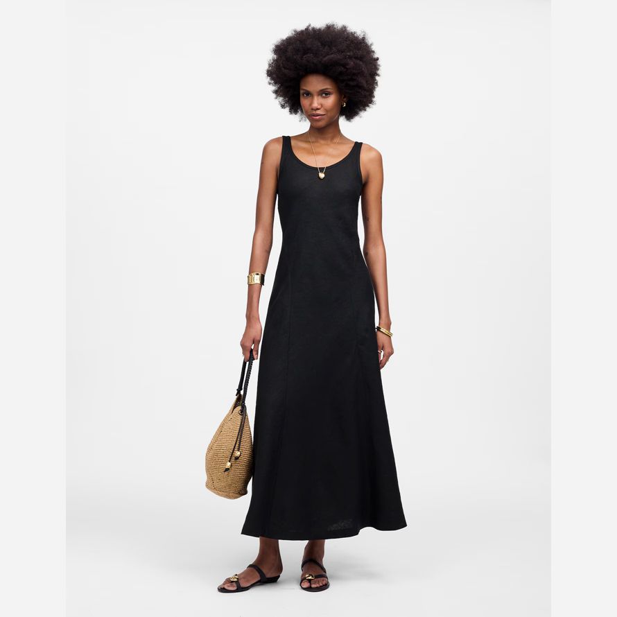 madewell scoopneck Ärmelloses midi-kleid womens black