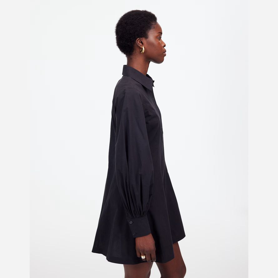madewell seamed lange Ärmel mini hemd kleid womens black
