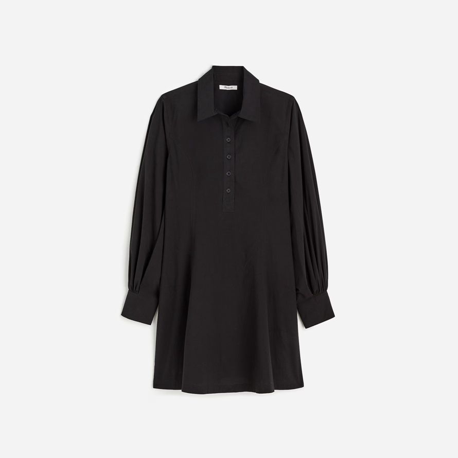 madewell seamed lange Ärmel mini hemd kleid womens black