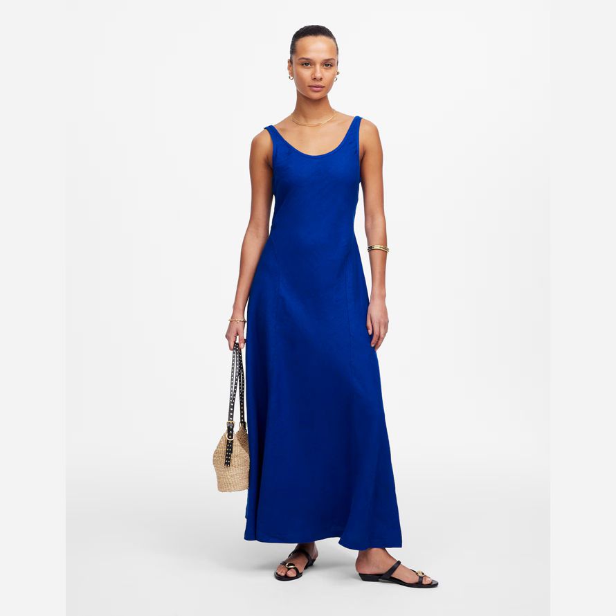 dark blue madewell scoopneck Ärmelloses midi-kleid womens