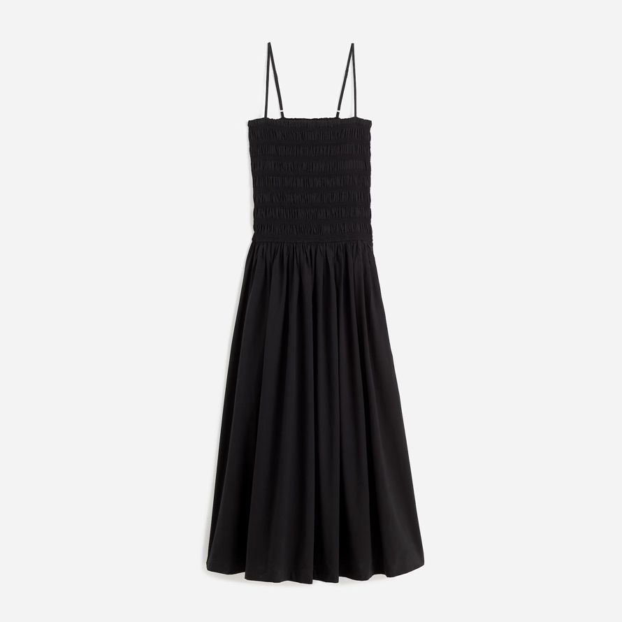 schwarz madewell womens poplin maxi-kleid-gesmokt