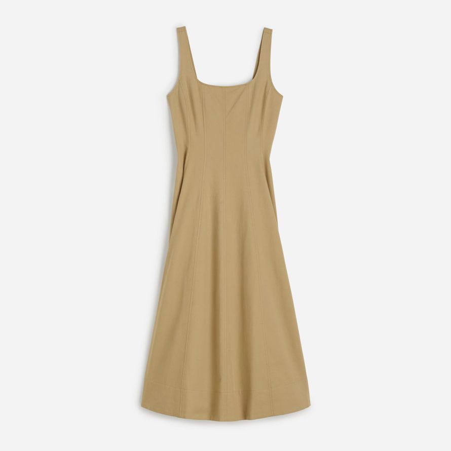creme madewell seamed squareneck midi-kleid womens