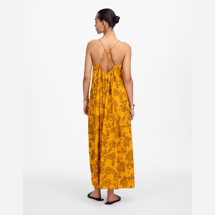 gelb madewell u-ausschnitt crossback maxi-kleid womens