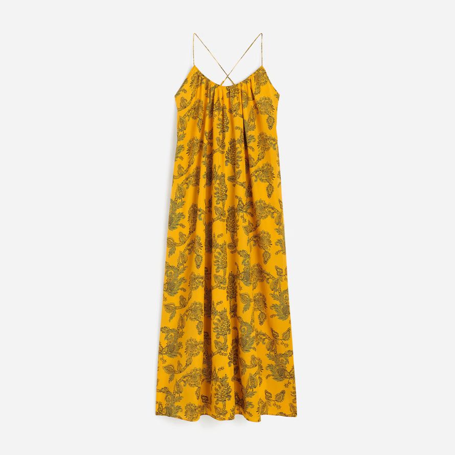 gelb madewell u-ausschnitt crossback maxi-kleid womens