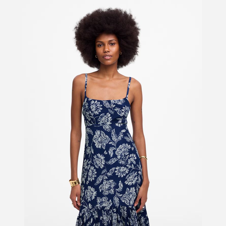 madewell textured maxi slip kleid womens navy grau