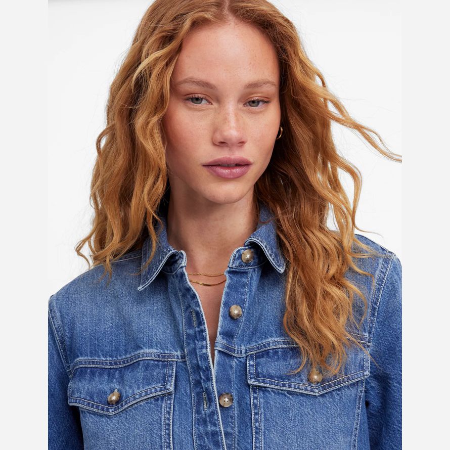 damen madewell denim boxy t-shirt kleid blau