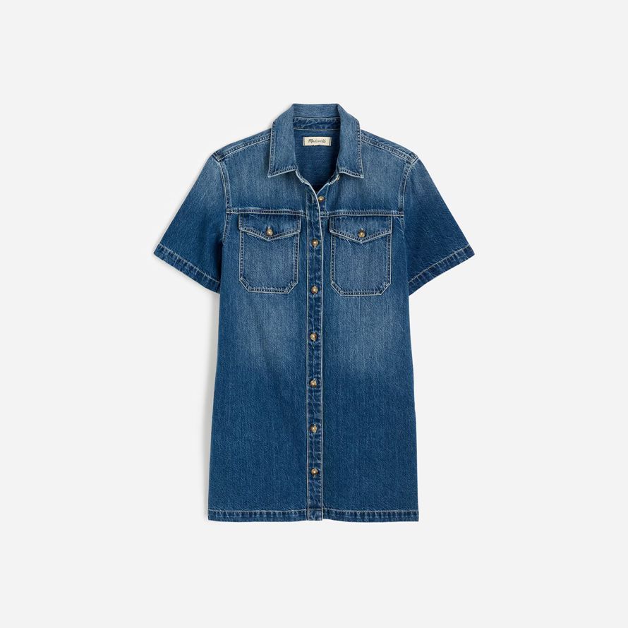 damen madewell denim boxy t-shirt kleid blau