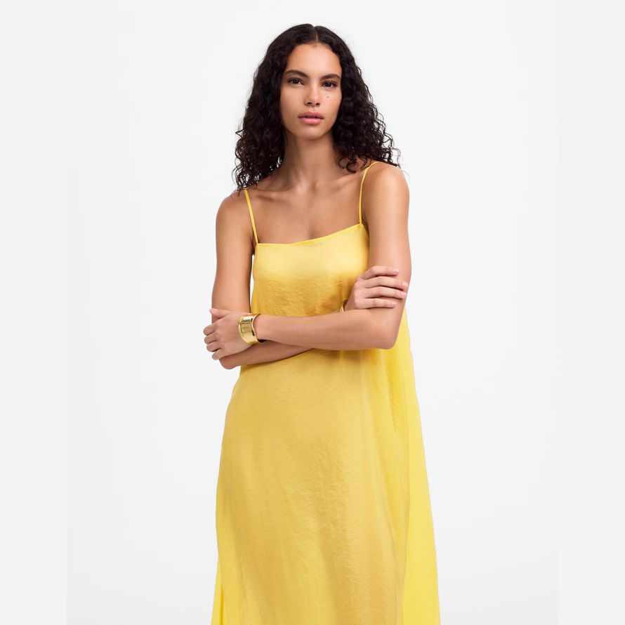 gelb damen madewell leset lana maxi-kleid