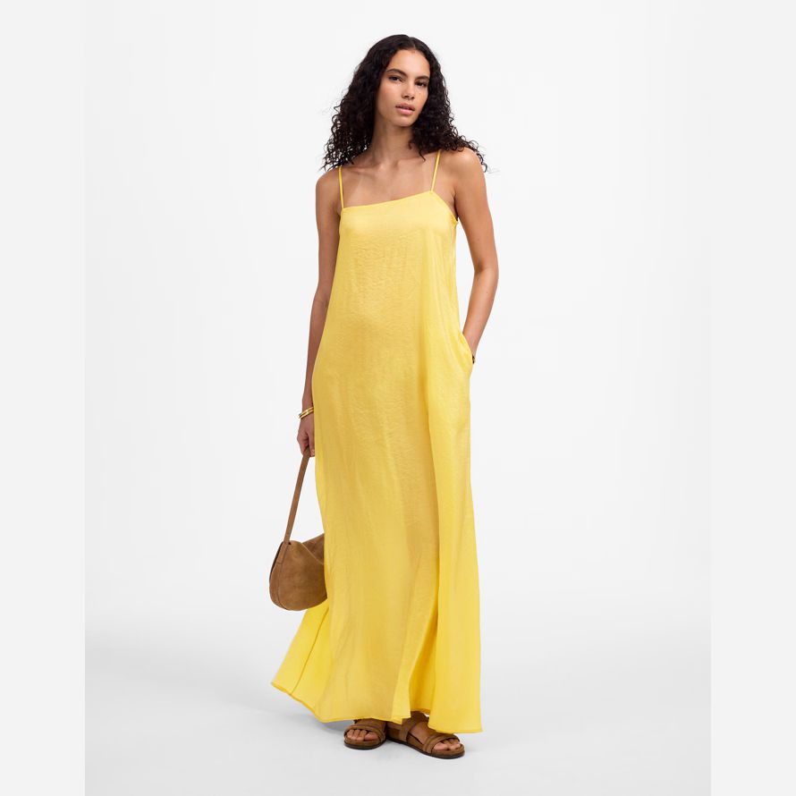 gelb damen madewell leset lana maxi-kleid