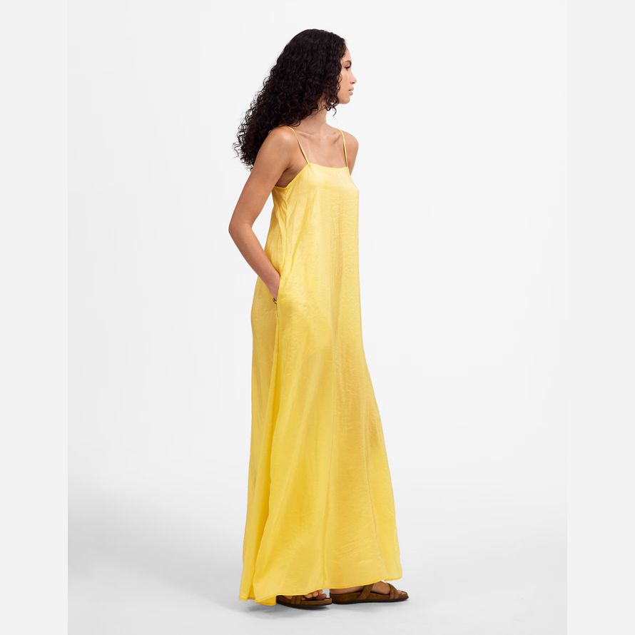 gelb damen madewell leset lana maxi-kleid