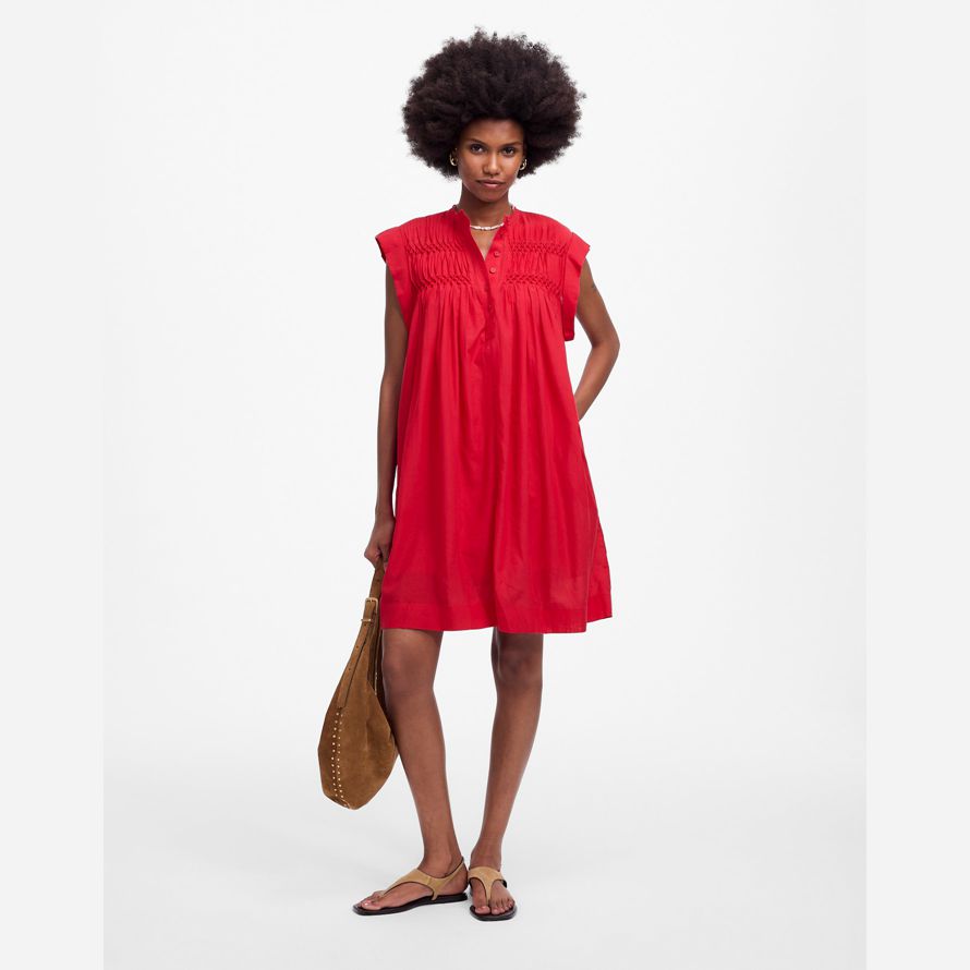 red madewell bestickt plissee mini kleid womens