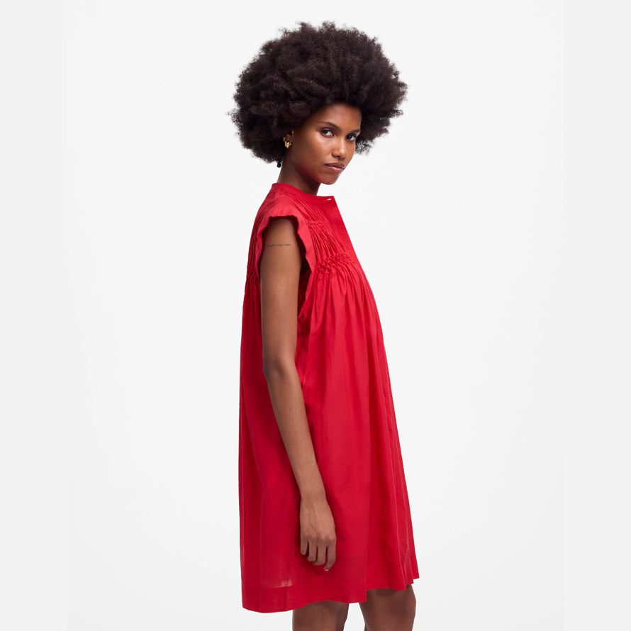 red madewell bestickt plissee mini kleid womens