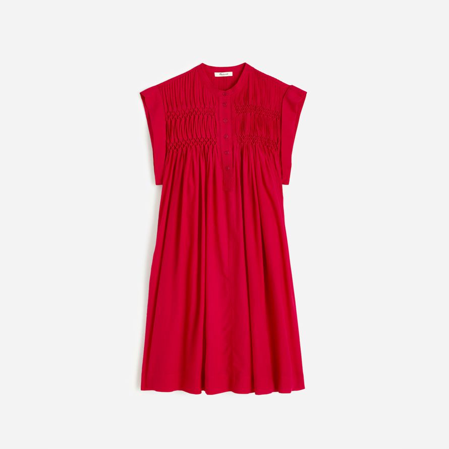 red madewell bestickt plissee mini kleid womens
