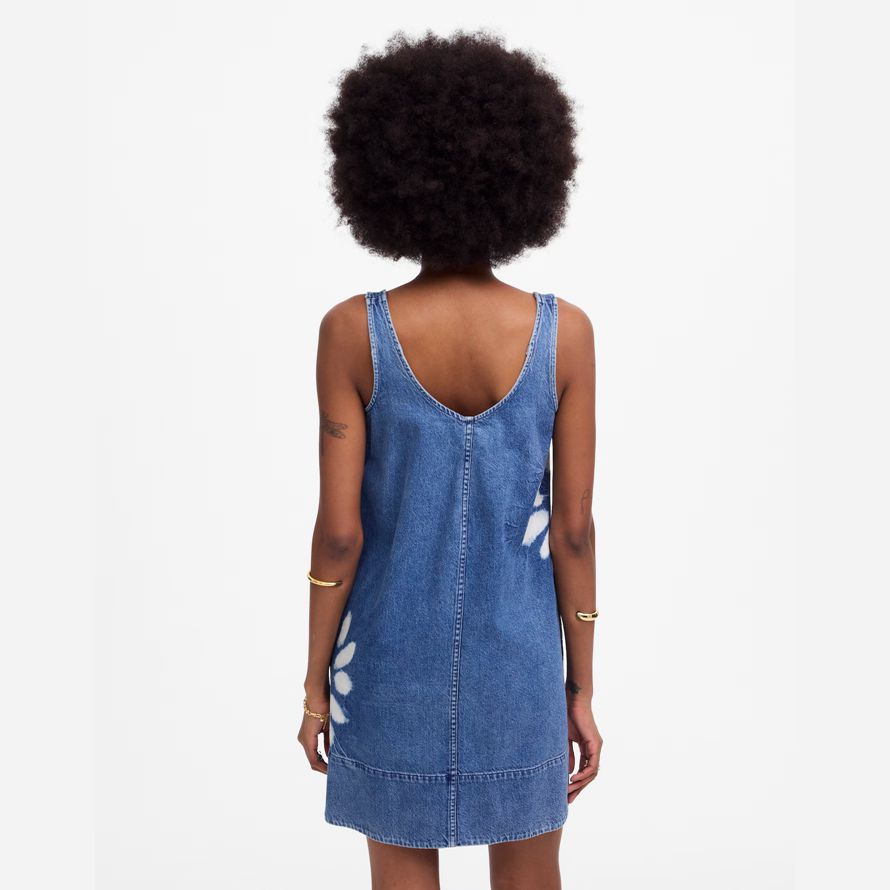 blau weiß madewell denim scoopneck mini kleid womens