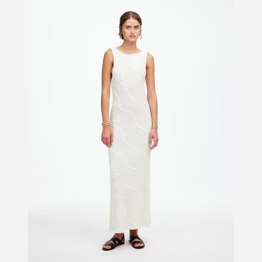 madewell zulu amp zephyr shea bio-baumwolle swirl - stricken kleid womens white