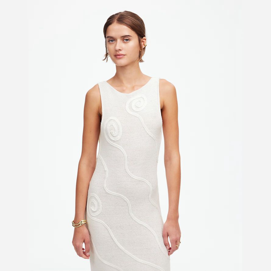 madewell zulu amp zephyr shea bio-baumwolle swirl - stricken kleid womens white