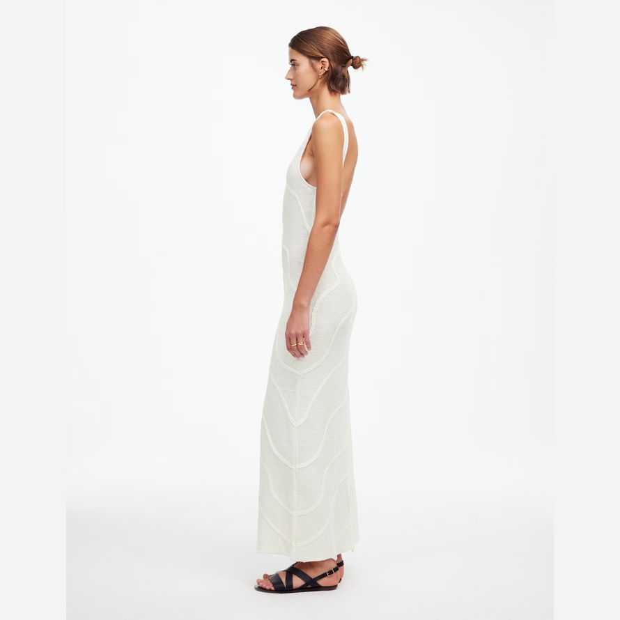 madewell zulu amp zephyr shea bio-baumwolle swirl - stricken kleid womens white