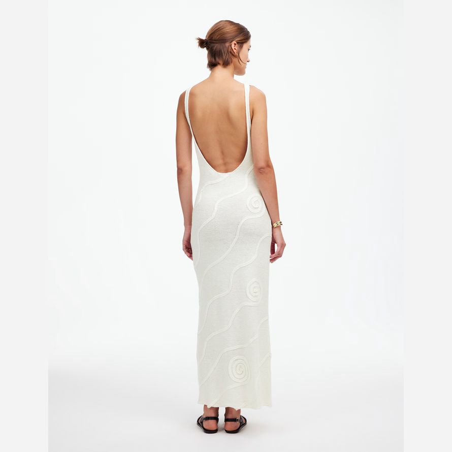madewell zulu amp zephyr shea bio-baumwolle swirl - stricken kleid womens white