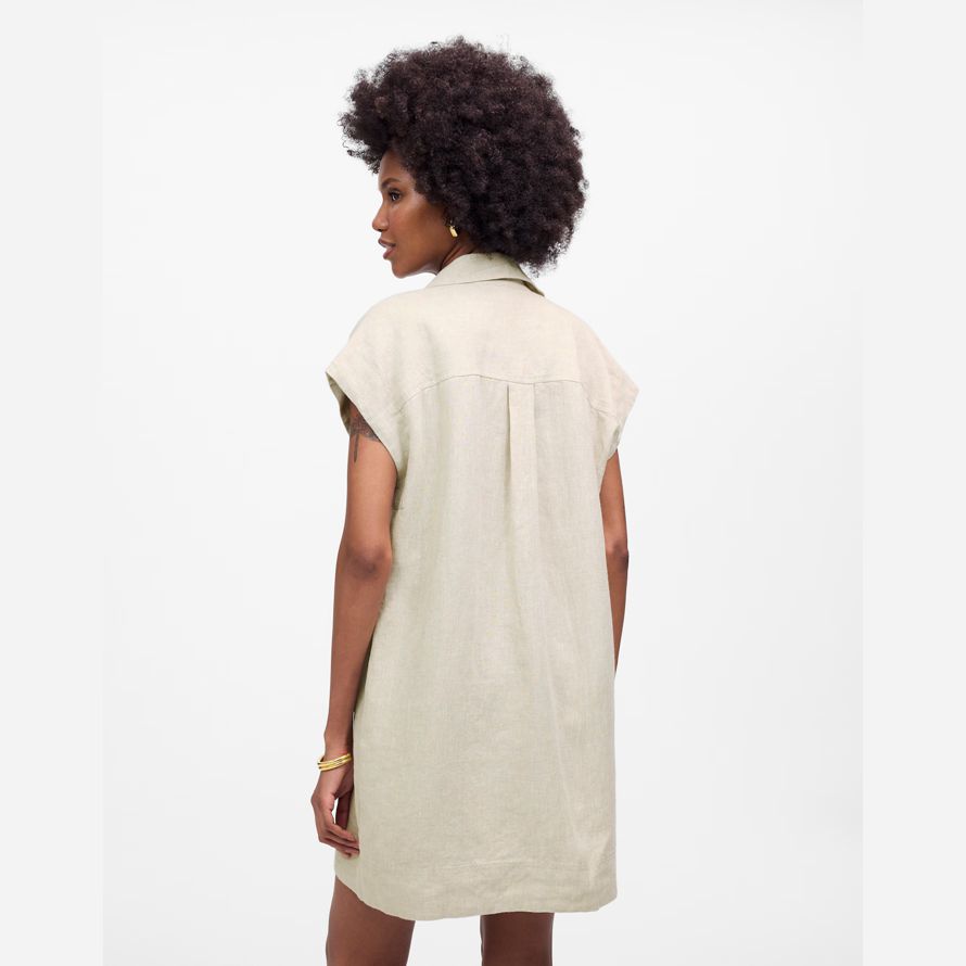 madewell utility short-sleeve mini shirt damen kleid beige