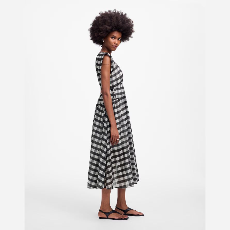 schwarz weiß madewell sheer v-neck dolman maxi-kleid womens