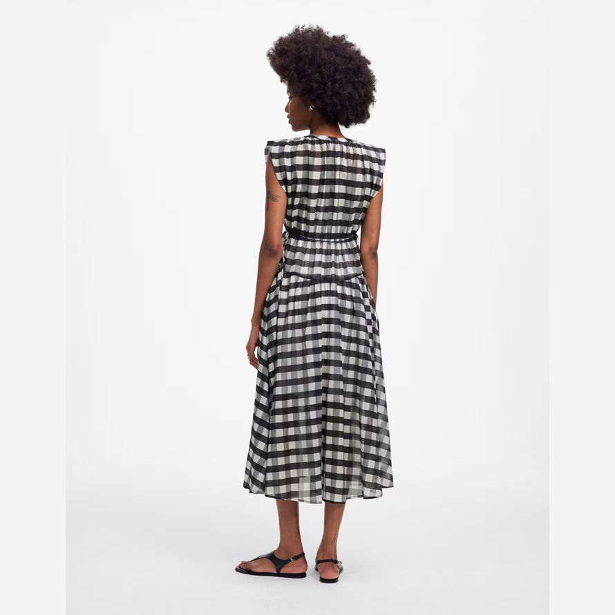 schwarz weiß madewell sheer v-neck dolman maxi-kleid womens