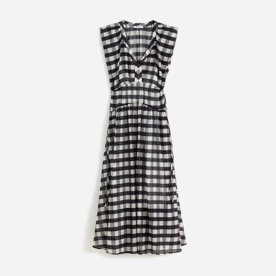 schwarz weiß madewell sheer v-neck dolman maxi-kleid womens